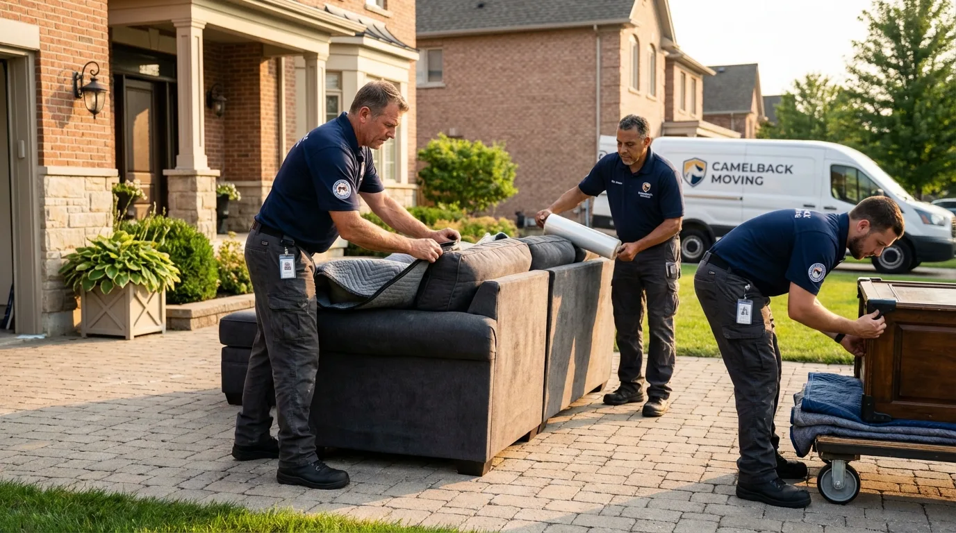 Large estate moving crew wrapping furniture in Ardmore, PA